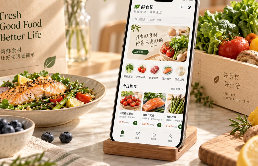 鲜食零售小程序视觉示意